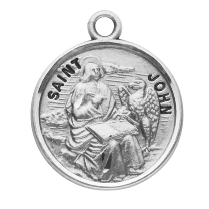 St. John the Evangelist Sterling Silver Medal — 20" Chain, Gift Box Included