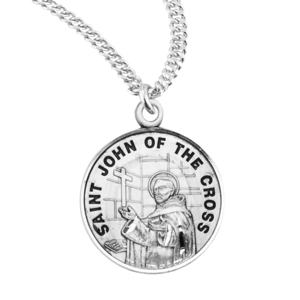Patron Saint John of the Cross Round Sterling Silver Medal, Catholic Gift, Made in USA