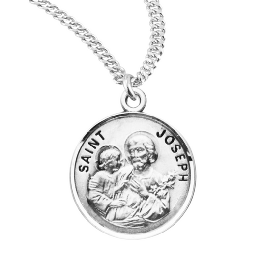 Patron Saint Joseph Oval Sterling Silver Medal, Catholic Gift, Made in USA