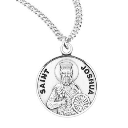 Patron Saint Joshua Round Sterling Silver Medal, Catholic Gift, Made in USA