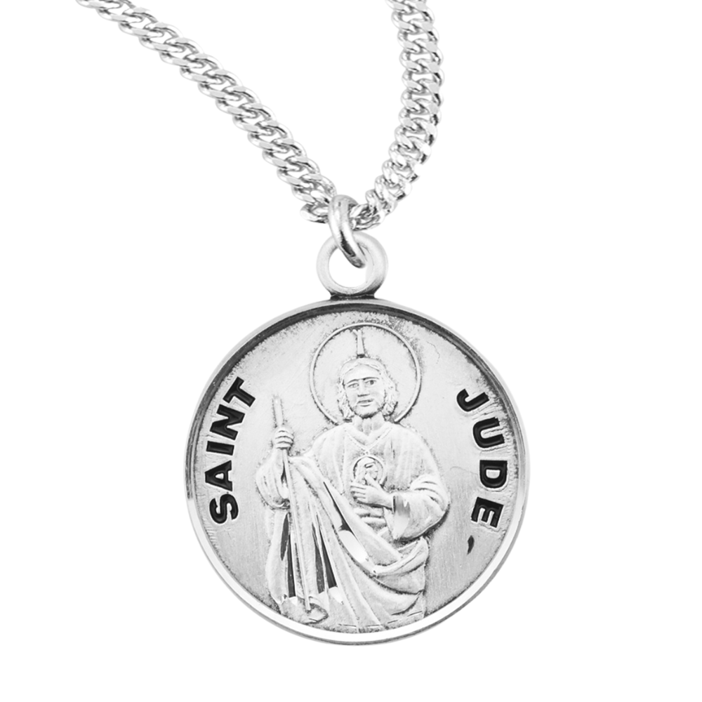 Patron Saint Jude Round Sterling Silver Medal, Catholic Gift, Made in USA