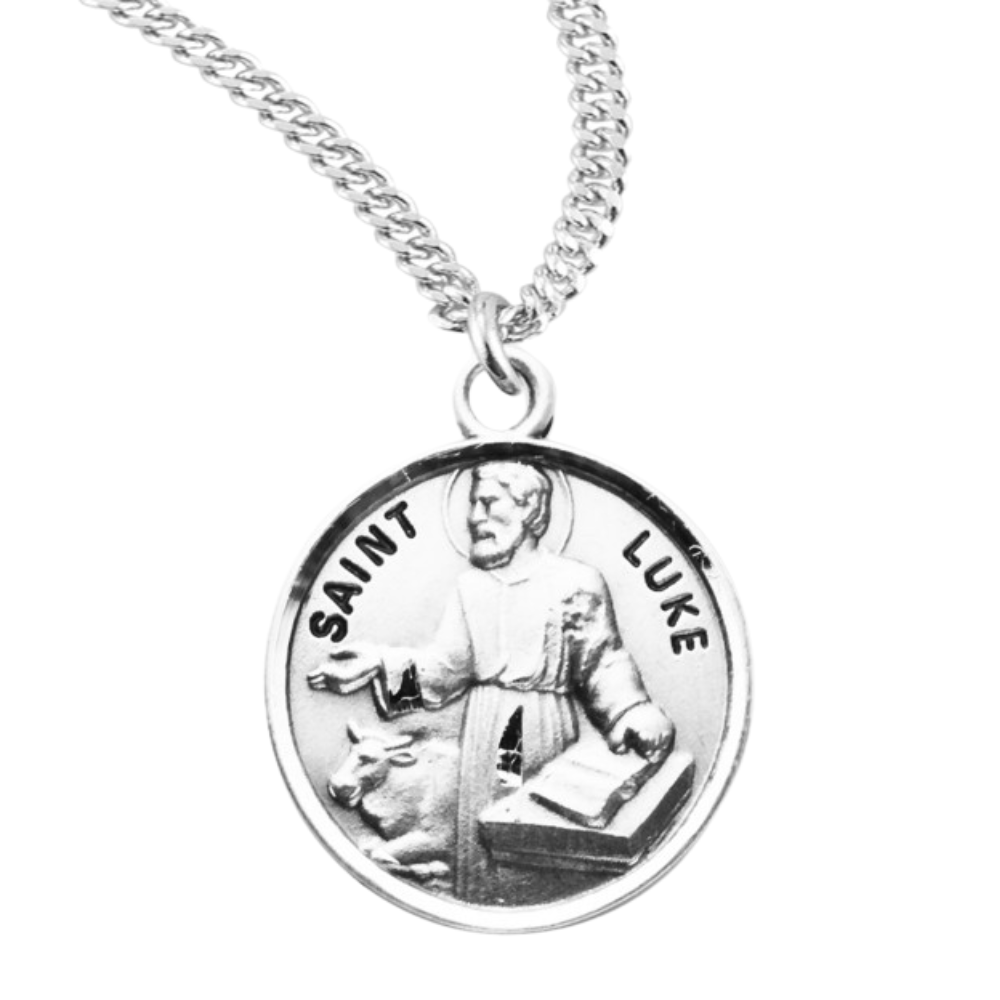 Patron Saint Luke Round Sterling Silver Medal, Catholic Gift, Made in USA