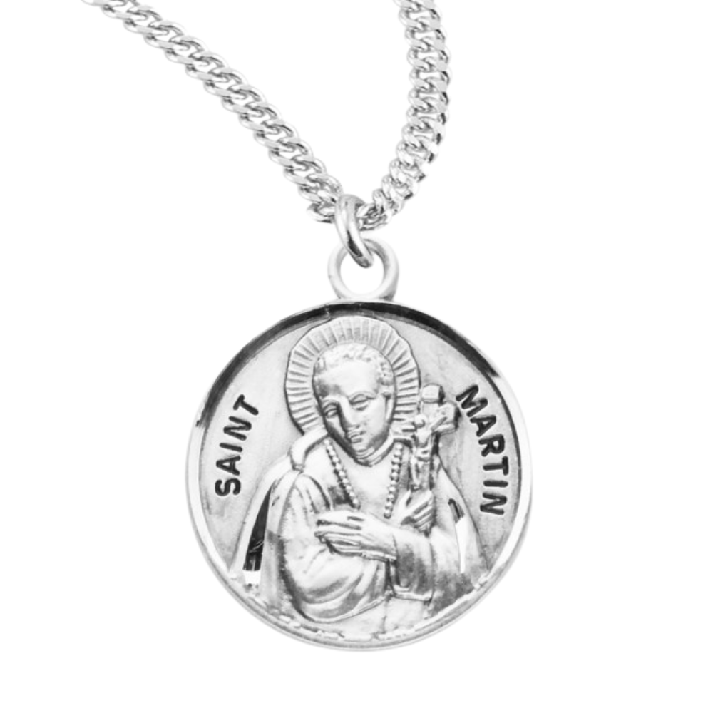 Patron Saint Martin De Porres Round Sterling Silver Medal, Catholic Gift, Made in USA