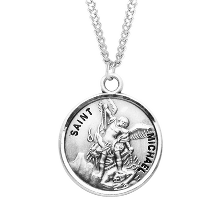 Patron Saint Michael Round Sterling Silver Medal, Catholic Gift, Made in USA