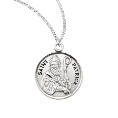 Sterling Silver Round St Patrick, Catholic Gift, Made in USA