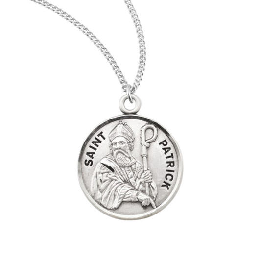 Sterling Silver Round St Patrick, Catholic Gift, Made in USA
