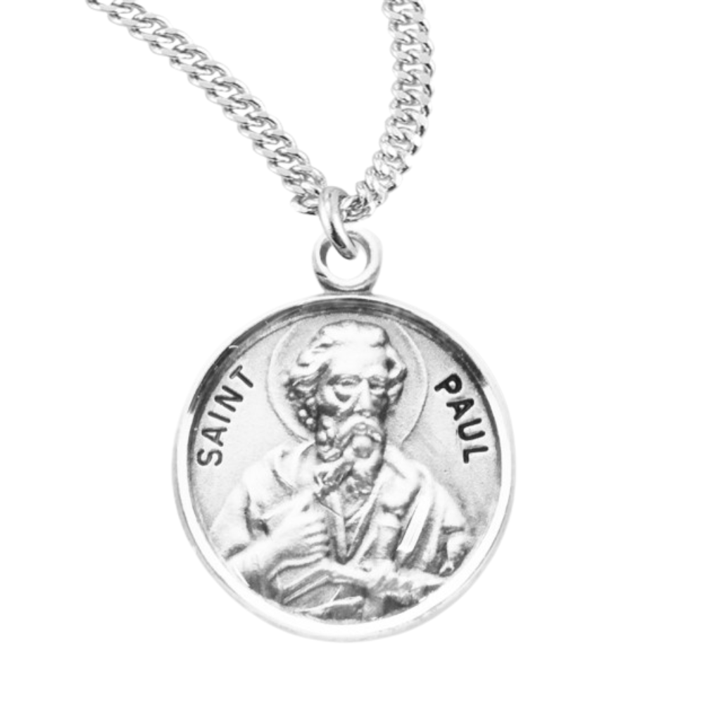 Patron Saint Paul Round Sterling Silver Medal, Catholic Gift, Made in USA
