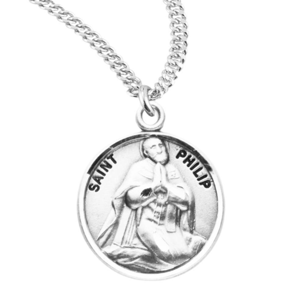 Patron Saint Philip Round Sterling Silver Medal, Catholic Gift, Made in USA