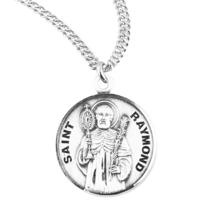 Patron Saint Raymond Round Sterling Silver Medal, Catholic Gift, Made in USA