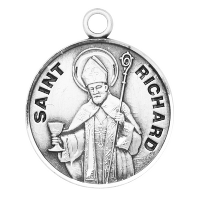 Saint Richard Sterling Silver Medal Pendant — 20" Chain, Gift Box Included