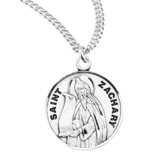 Patron Saint Zachary Round Sterling Silver Medal, Catholic Gift, Made in USA