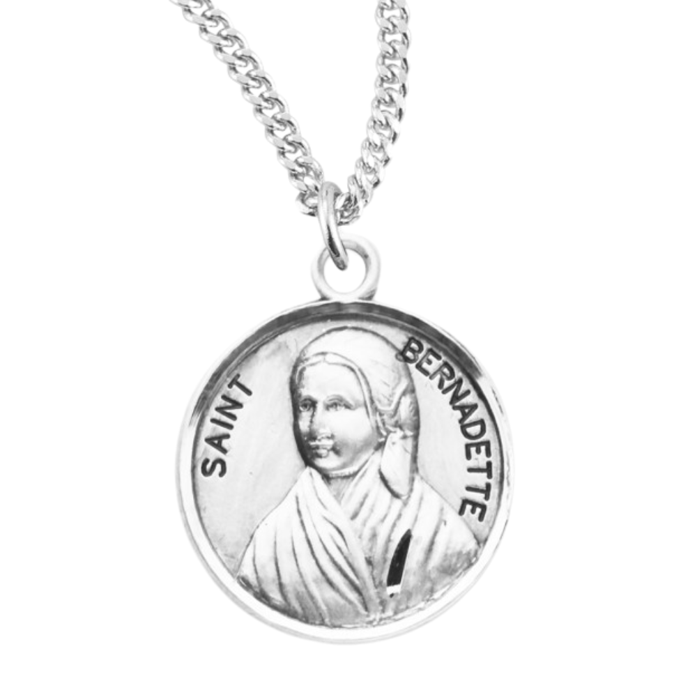 Patron Saint Bernadette Round Sterling Silver Medal, Catholic Gift, Made in USA