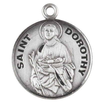 Saint Dorothy Sterling Silver Medal Pendant — 18" Chain, Gift Box Included