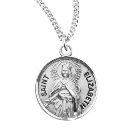 Patron Saint Elizabeth Round Sterling Silver Medal, Catholic Gift, Made in USA