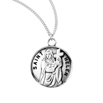 Patron Saint Helen Round Sterling Silver Medal, Catholic Gift, Made in USA