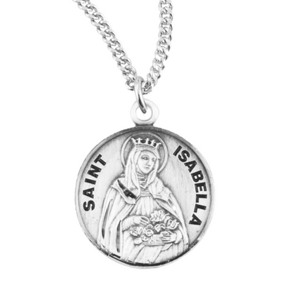 Patron Saint Isabella Round Sterling Silver Medal, Catholic Gift, Made in USA