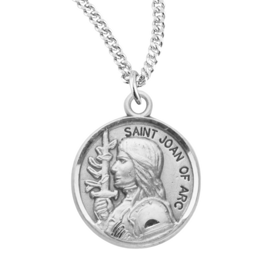 Patron Saint Joan of Arc Round Sterling Silver Medal, Catholic Gift, Made in USA