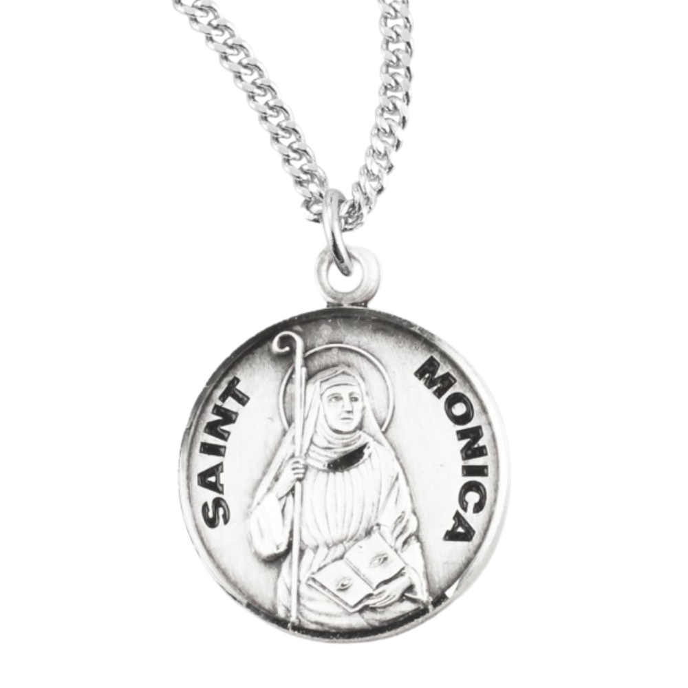 Patron Saint Monica Round Sterling Silver Medal, Catholic Gift, Made in USA