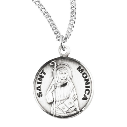 Patron Saint Monica Round Sterling Silver Medal, Catholic Gift, Made in USA