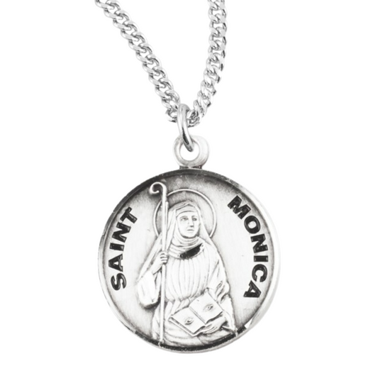 Patron Saint Monica Round Sterling Silver Medal, Catholic Gift, Made in USA
