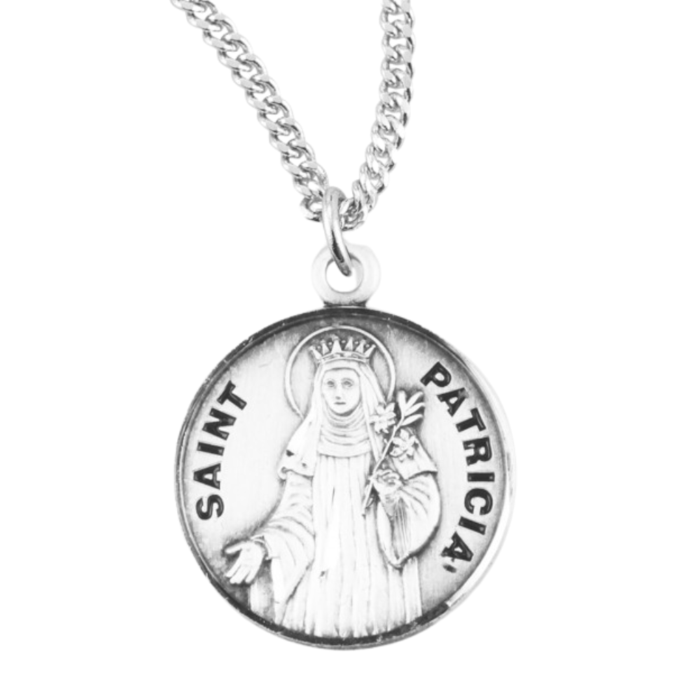 Sterling Silver Round St Patricia-*, Catholic Gift, Made in USA
