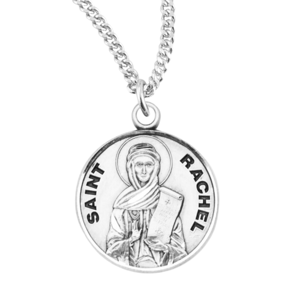 Patron Saint Rachel Round Sterling Silver Medal, Catholic Gift, Made in USA