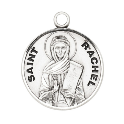 Saint Rachel Round Sterling Silver Medal — 18" Chain, Gift Box Included