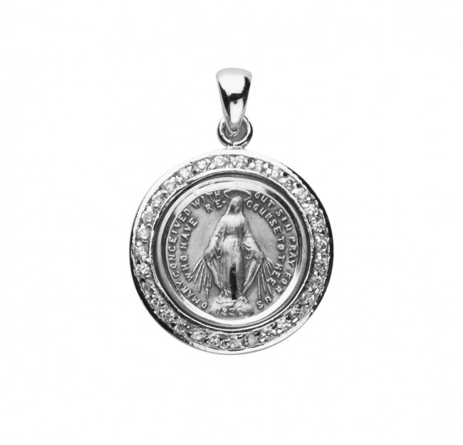 Miraculous Medal Two-Tone Gold Over Sterling Silver Pendant — 18" Chain, Boxed