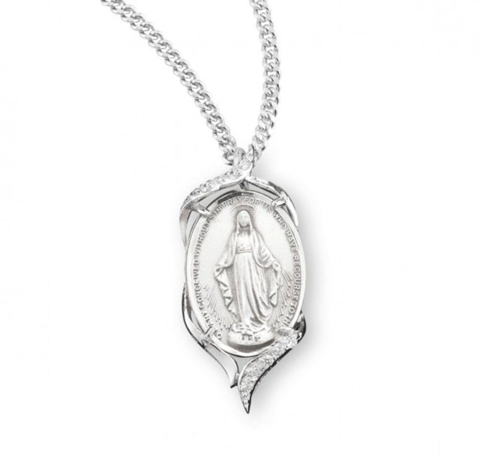 Sterling Silver Oval Miraculous Medal, Catholic Gift, Made in USA