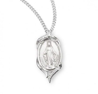 Sterling Silver Oval Miraculous Medal, Catholic Gift, Made in USA