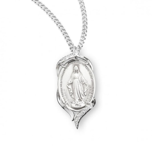 Sterling Silver Oval Miraculous Medal, Catholic Gift, Made in USA
