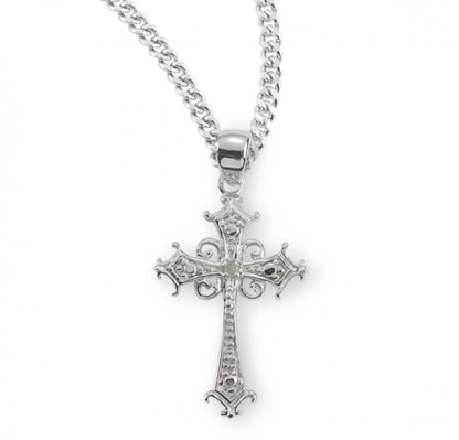 Sterling Silver Cubic Zircon Cross Boxed, Catholic Gift, Made in USA