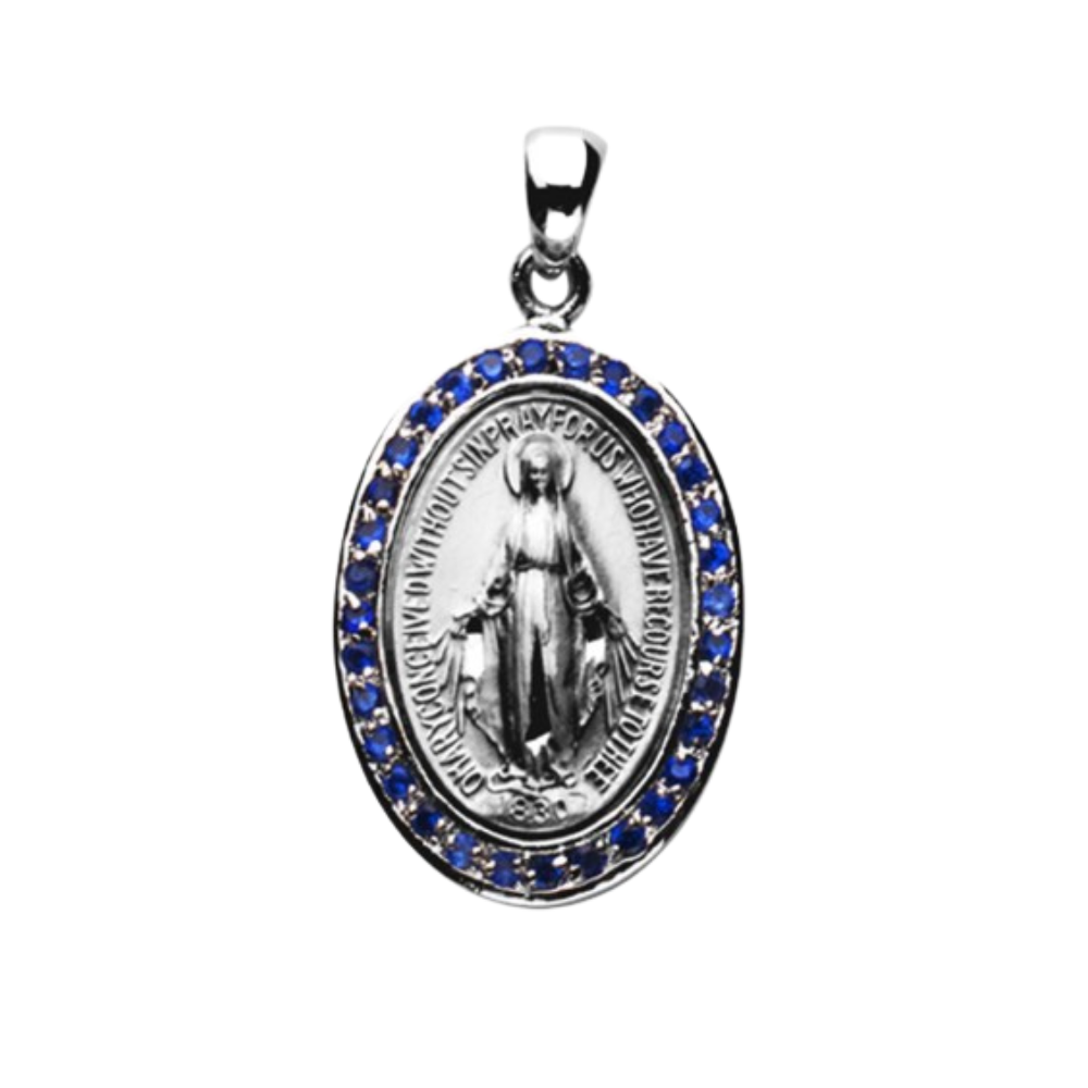 Round Miraculous Sterling Silver Pendant Necklace - 18 Inch Chain, Made in USA