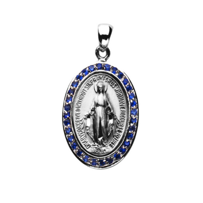 Round Miraculous Sterling Silver Pendant Necklace - 18 Inch Chain, Made in USA