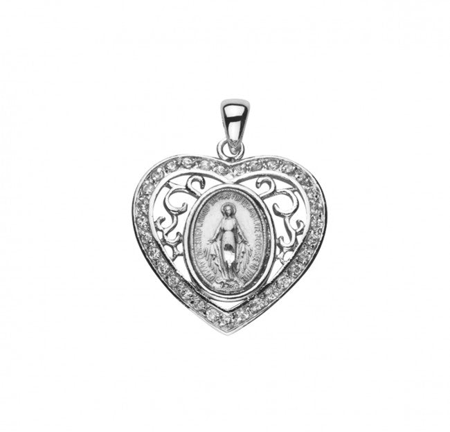 Miraculous Medal Sterling Silver Oval Pendant Necklace — 18" Chain, USA Made