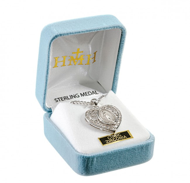 Miraculous Medal Sterling Silver Oval Pendant Necklace — 18" Chain, USA Made