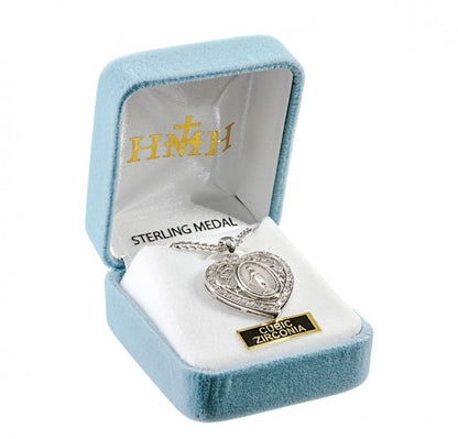 Miraculous Medal Sterling Silver Oval Pendant Necklace — 18" Chain, USA Made