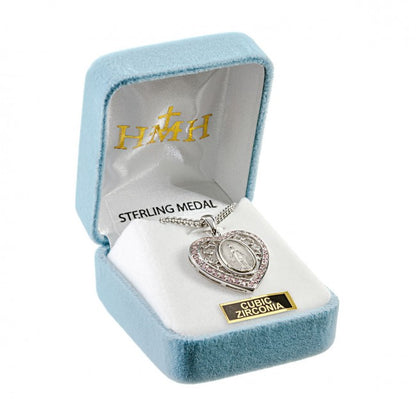 Miraculous Medal Sterling Silver Oval Pendant — 18" Chain, Made in USA, Gift Box
