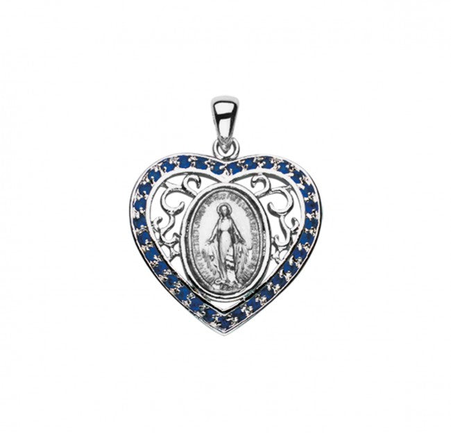 Miraculous Medal Sterling Silver Oval Pendant — 18" Chain, Gift Box Included