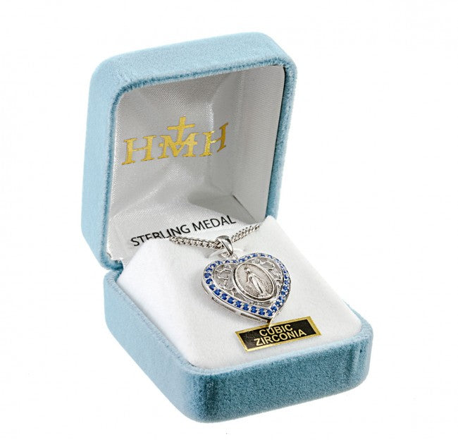 Miraculous Medal Sterling Silver Oval Pendant — 18" Chain, Gift Box Included