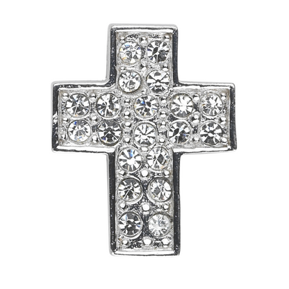 Cross with Zircons Sterling Silver Pendant — 18" Chain, Made in USA, Gift Box