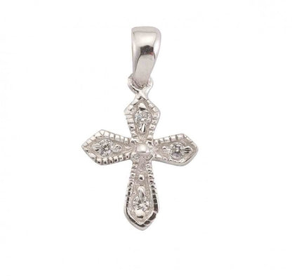 Sterling Silver Cross Pendant with Crystal Zircons — 18" Chain, Gift Box
